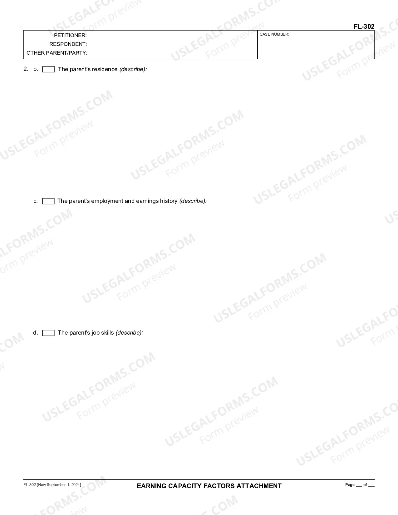 Preview Earning Capactiy Factors Attachment