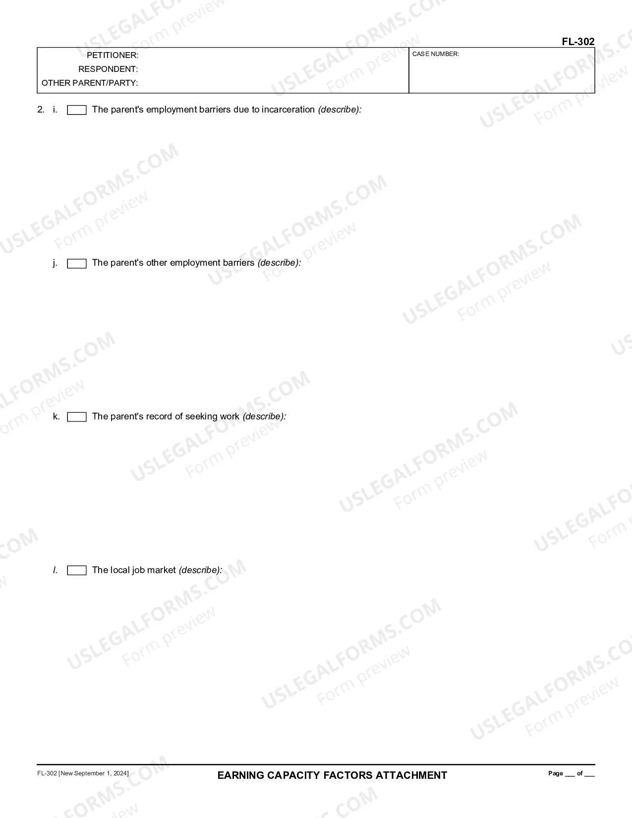 Preview Earning Capactiy Factors Attachment