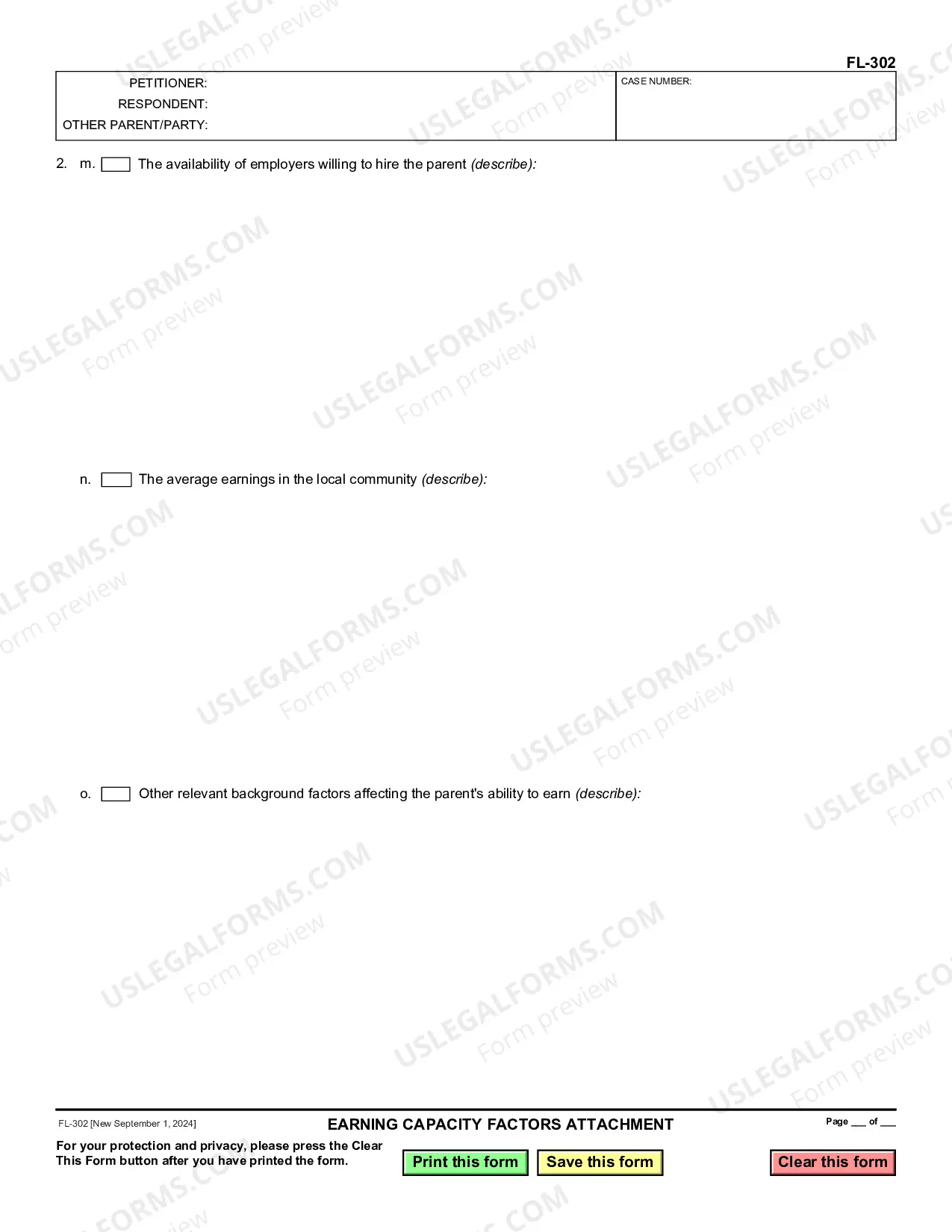 Preview Earning Capactiy Factors Attachment