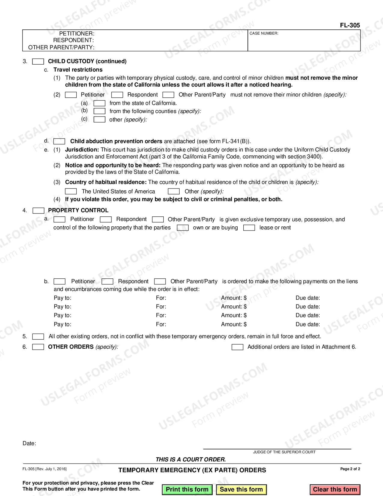 Preview Temporary Emergency Court Orders