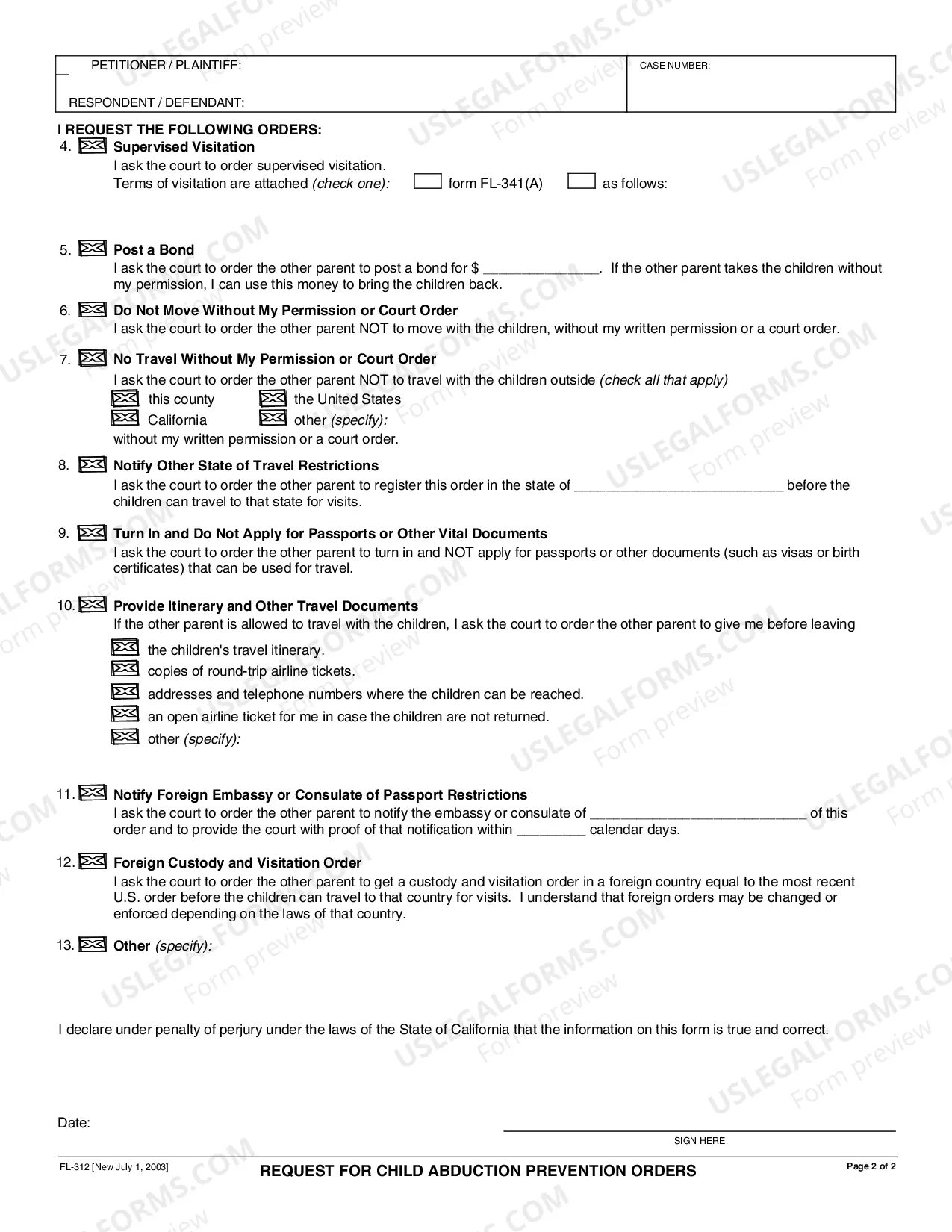 Preview Request for Child Abduction Prevention Orders