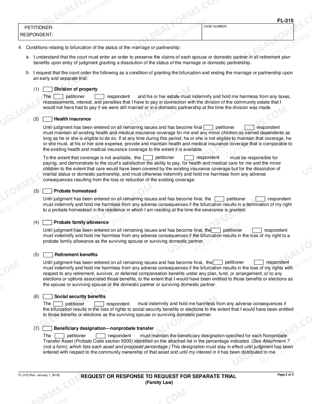 Preview Request or Response to Request for Separate Trial