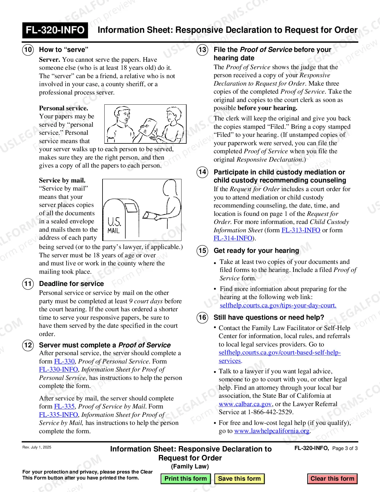 Preview Information Sheet - Responsive Declaration to Request for Order