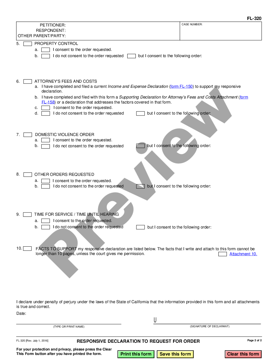 page 1 Responsive Declaration to Request for Order preview