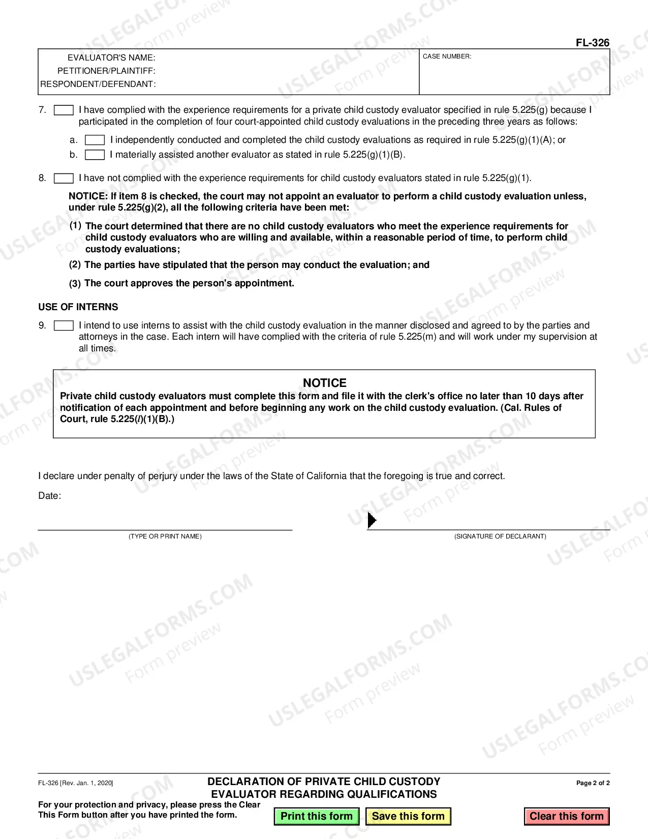 Preview Declaration of Child Custody Evaluator Regarding Qualifications