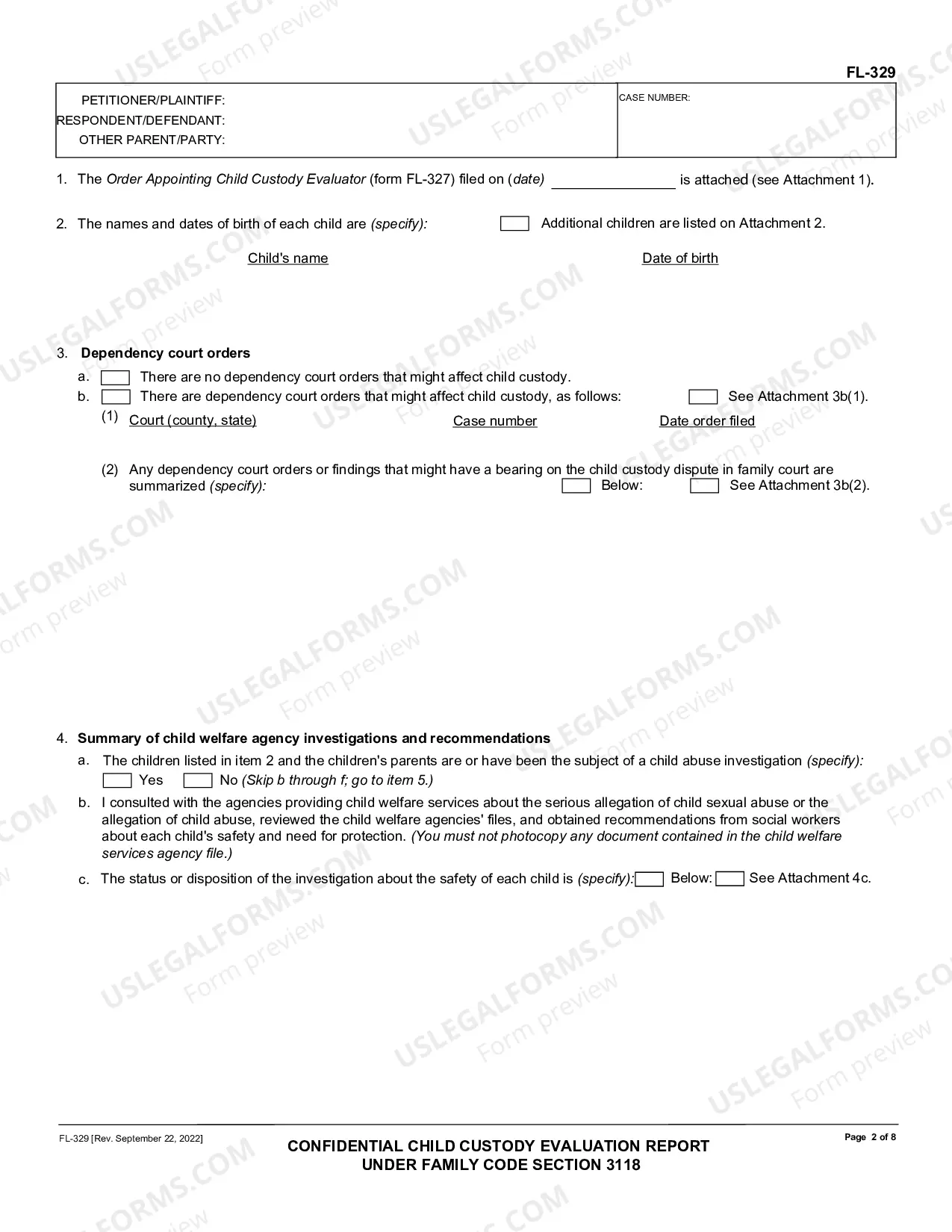 Preview Confidential Child Custoday Evaluation Report