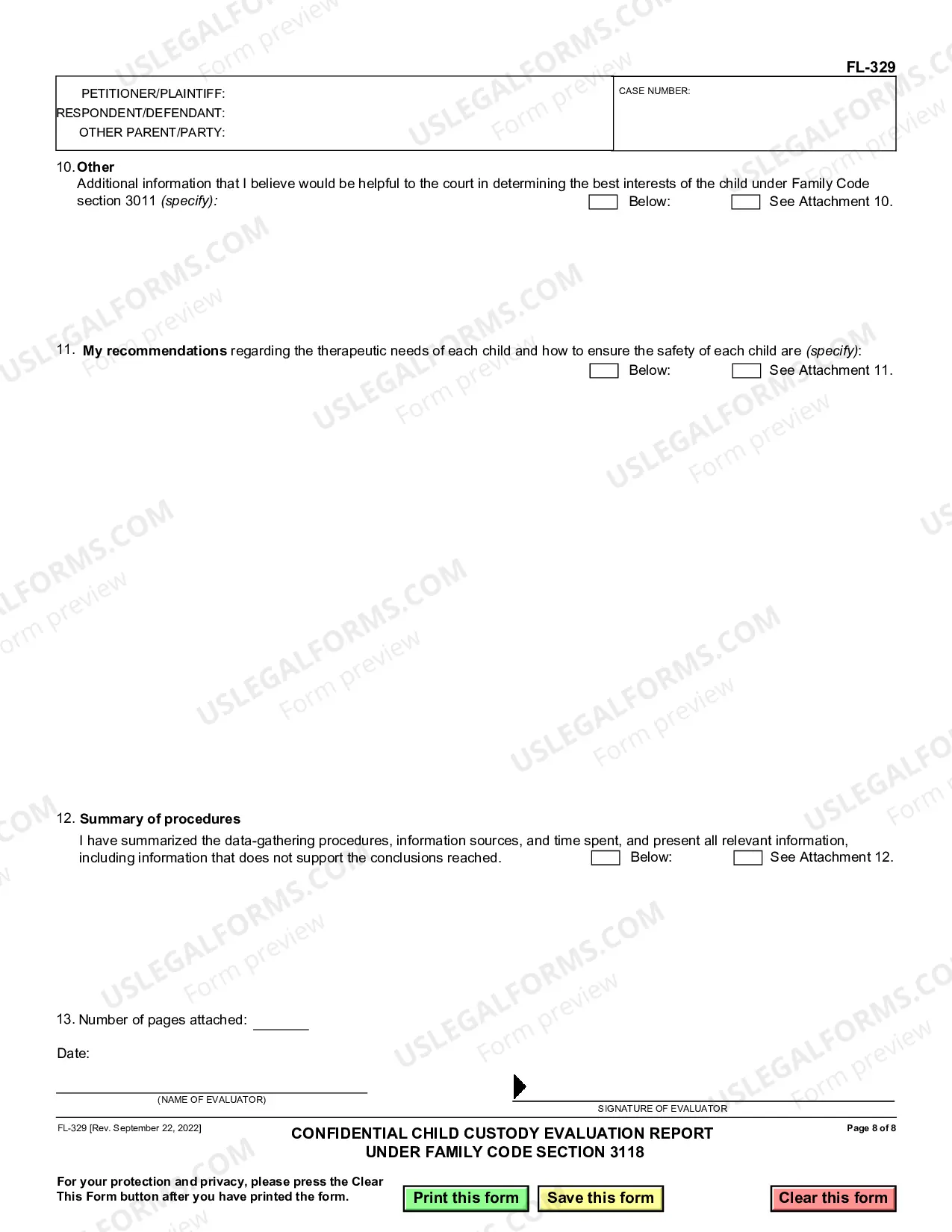 Preview Confidential Child Custoday Evaluation Report
