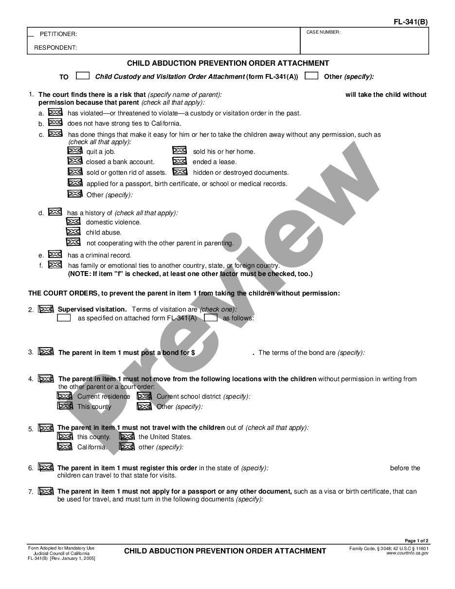 page 0 Child Abduction Prevention Order Attachment preview