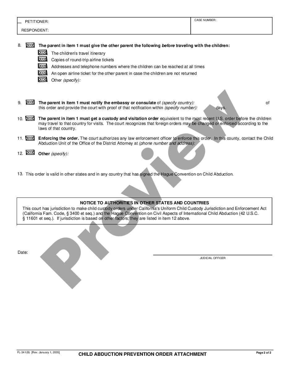 page 1 Child Abduction Prevention Order Attachment preview