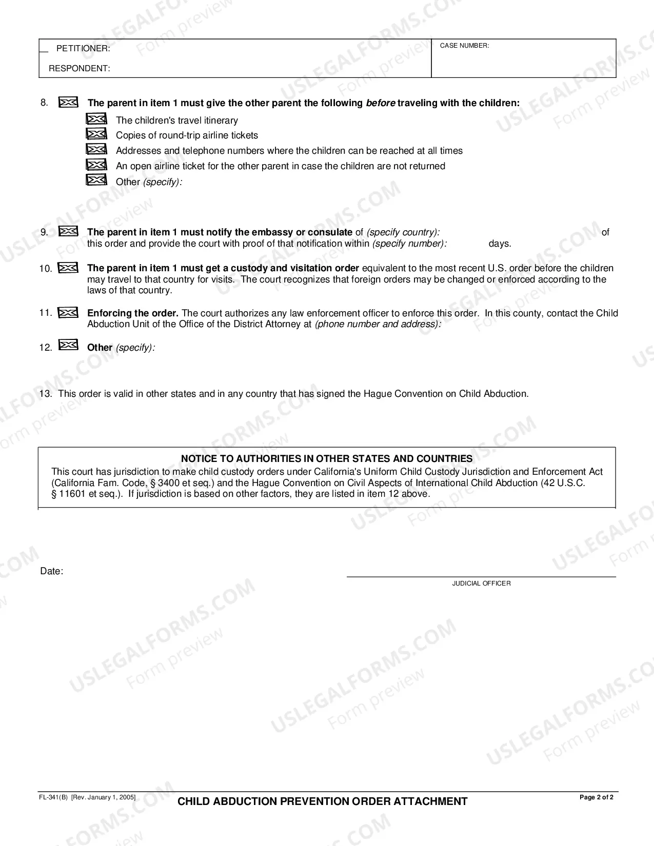 Preview Child Abduction Prevention Order Attachment