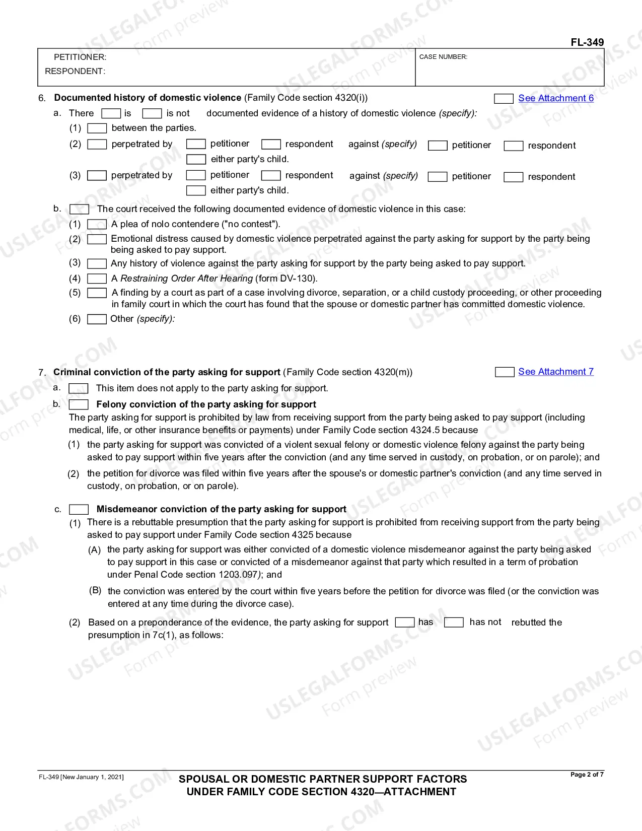 Preview Spousal or Domestic Partner Support Factors Under Family Code Section 4320 - Attachment