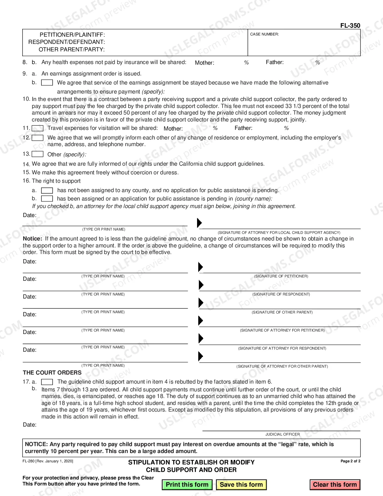 Preview Stipulations to Establish or Modify Child Support and Order