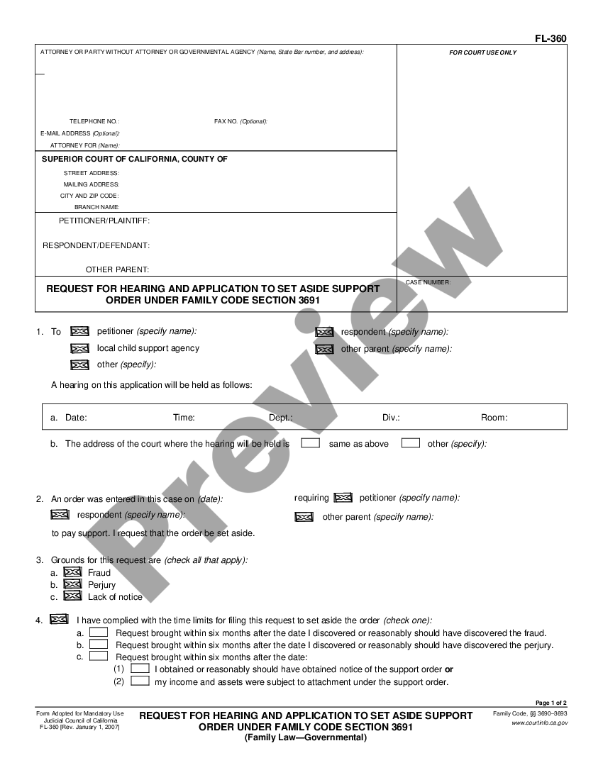 California Request For Hearing And Application To Set Aside Support Order Request For Order To 7904