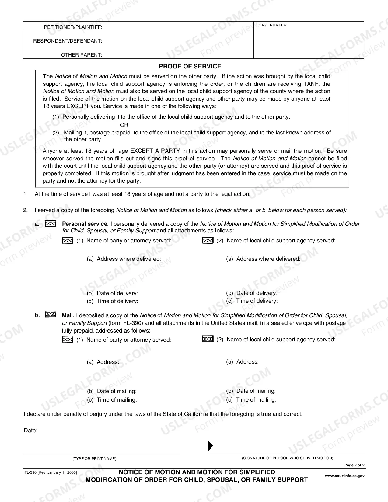 Preview Notice of Motion and Motion for Simplified Modification of Order for Child, Spousal, or Family Support