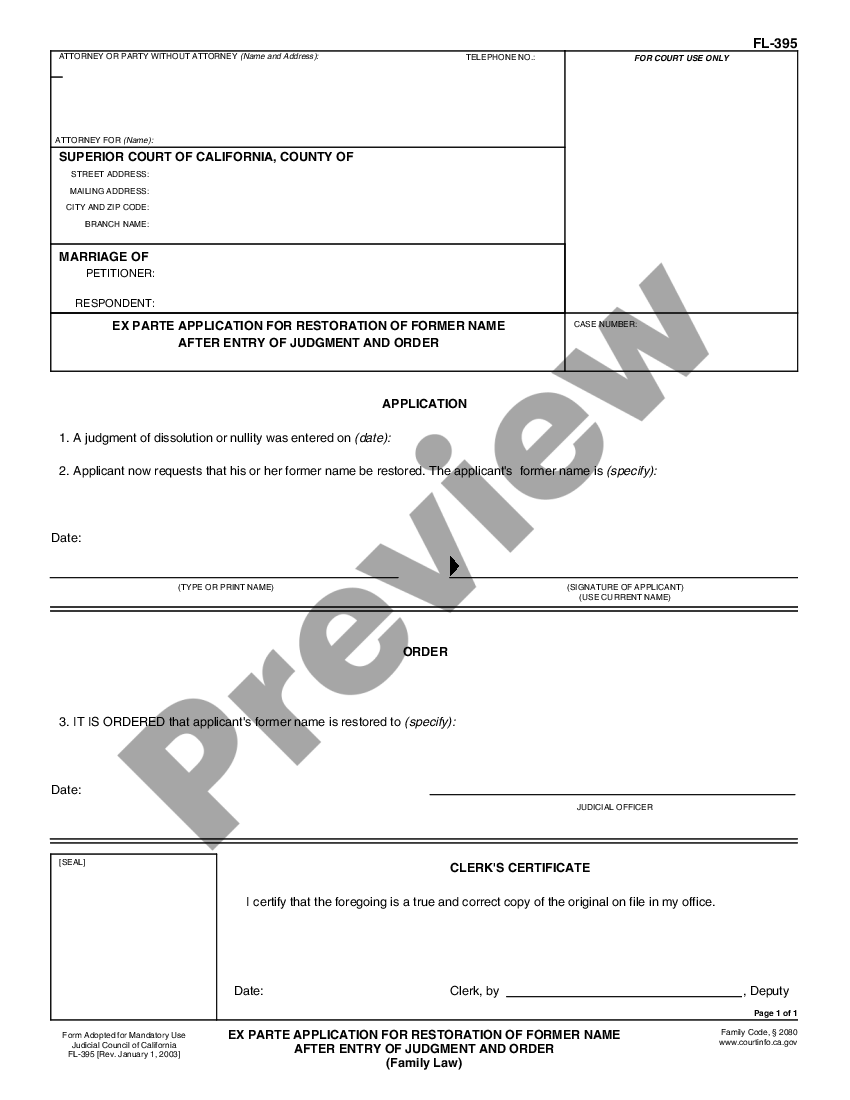 El Cajon California Ex Parte Application for Restoration of Former Name ...