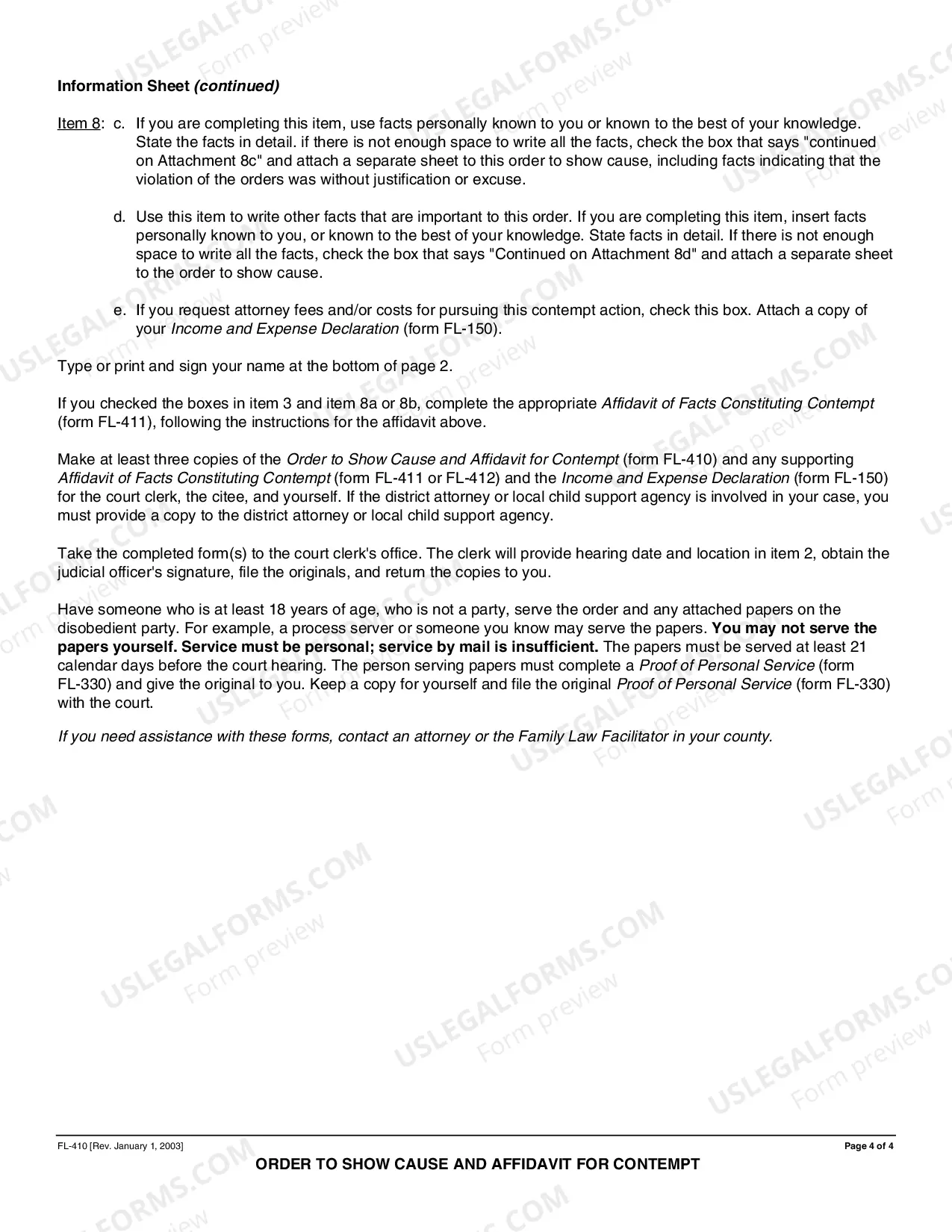 Preview Order to Show Cause and Affidavit for Contempt