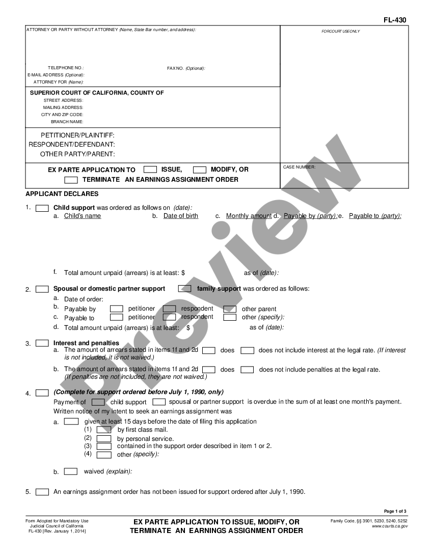 termination of earnings assignment order california