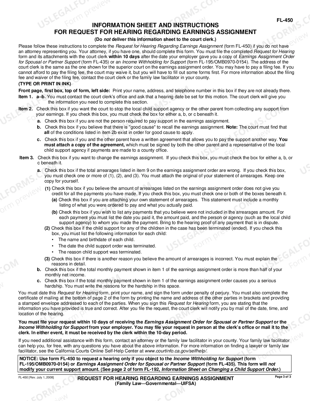 Preview Request for Hearing Regarding Earnings Assignment - Family Law - Governmental - UIFSA