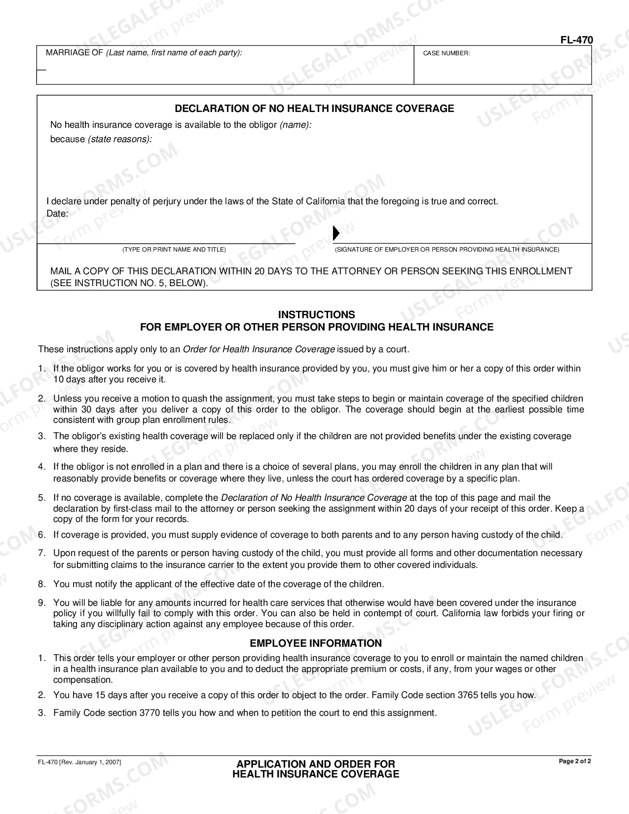 Preview Application and Order for Health Insurance Coverage