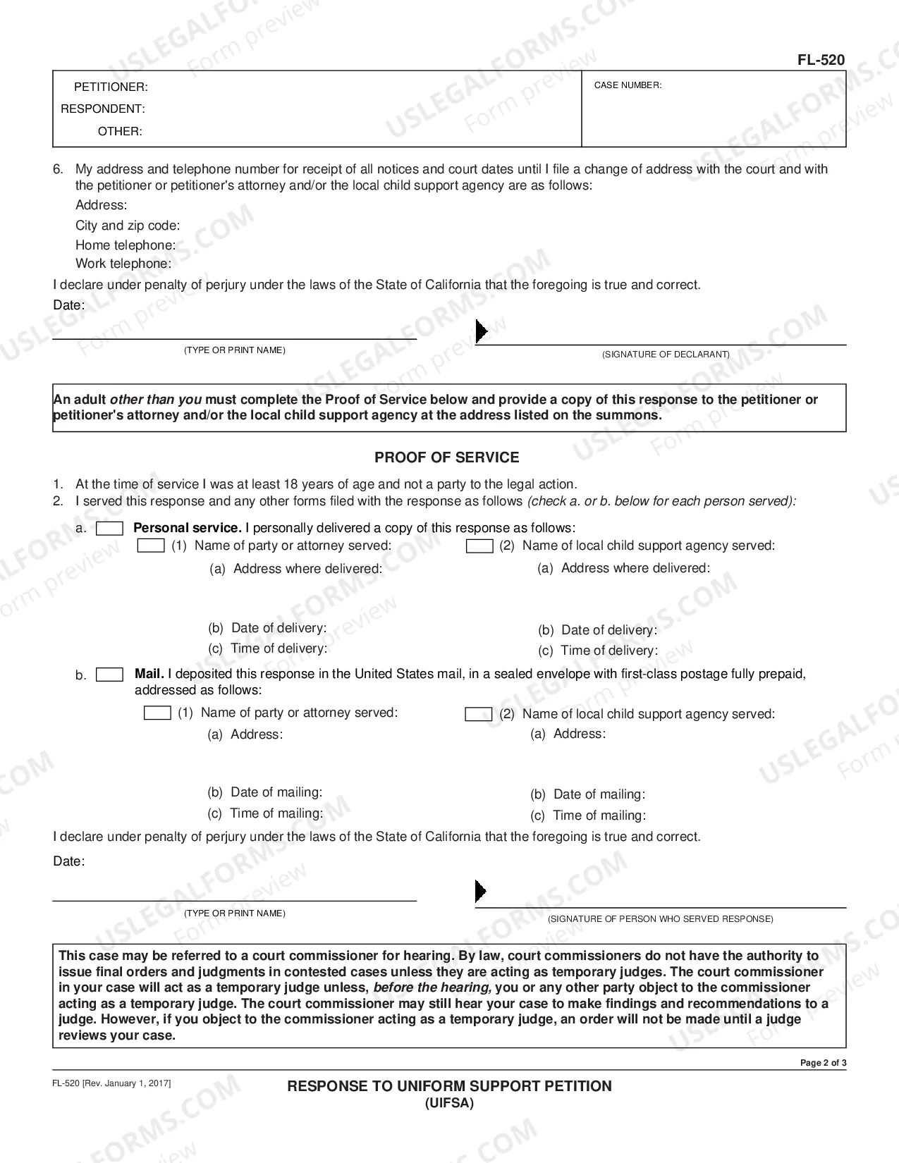 Preview Response to Uniform Support Petition UIFSA