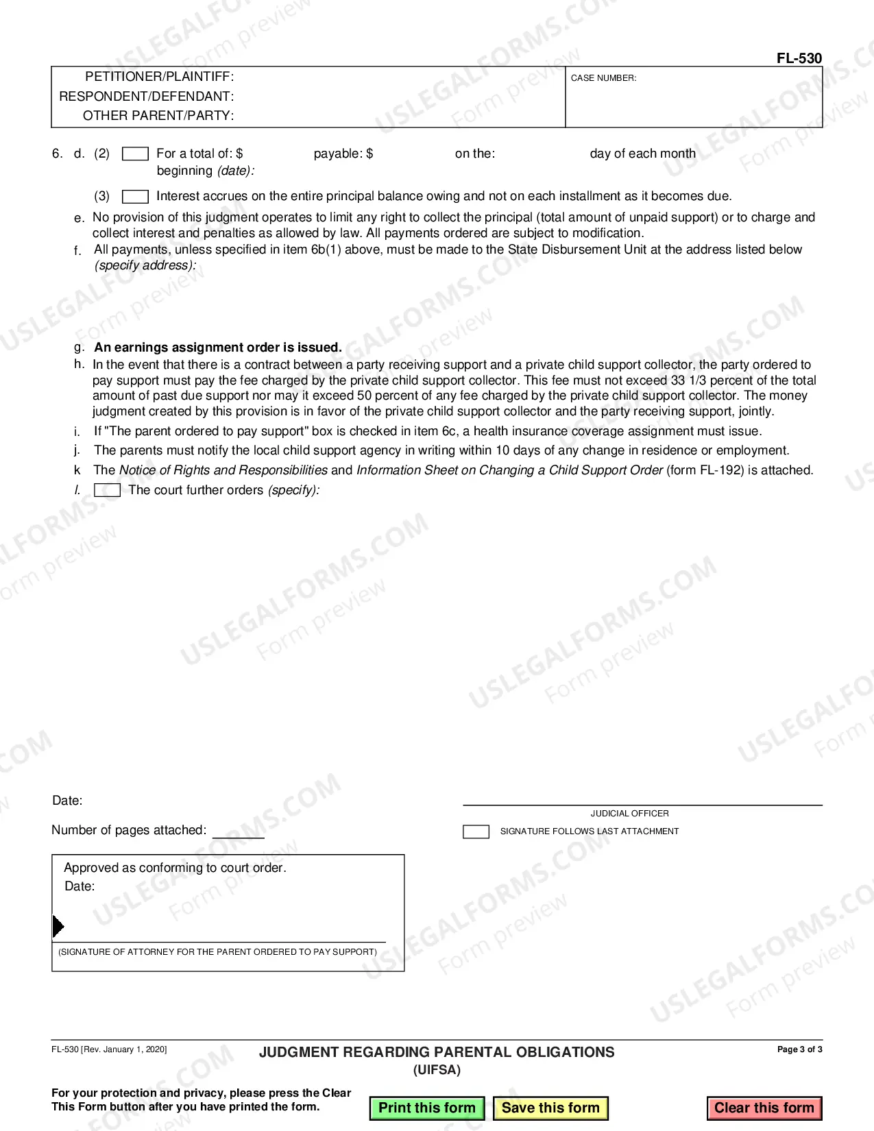 Preview Judgment Regarding Parental Obligations - UIFSA