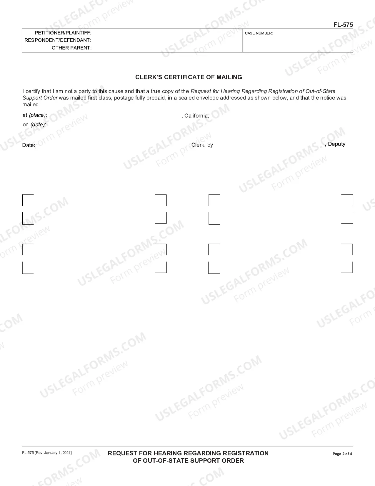Preview Request for Hearing Regarding Registration of Support Order