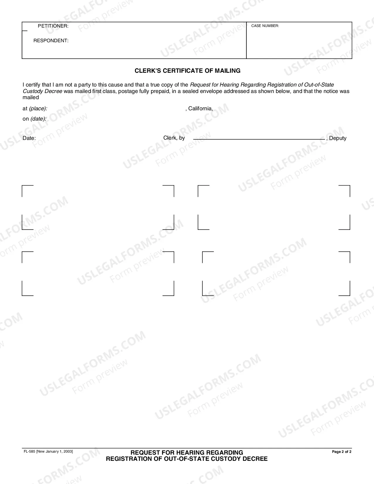 Preview Request for Hearing Regarding Registration of Out of State Custody Decree