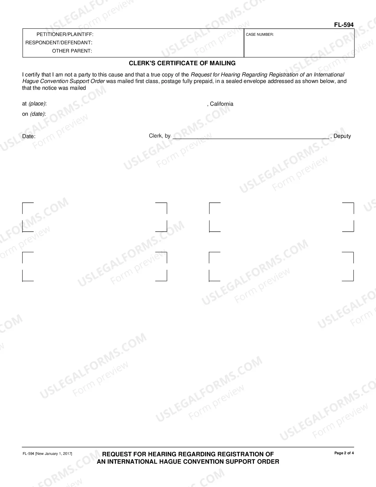 Preview Request for Hearing Regarding Registration of an International Hague Convention Support Order