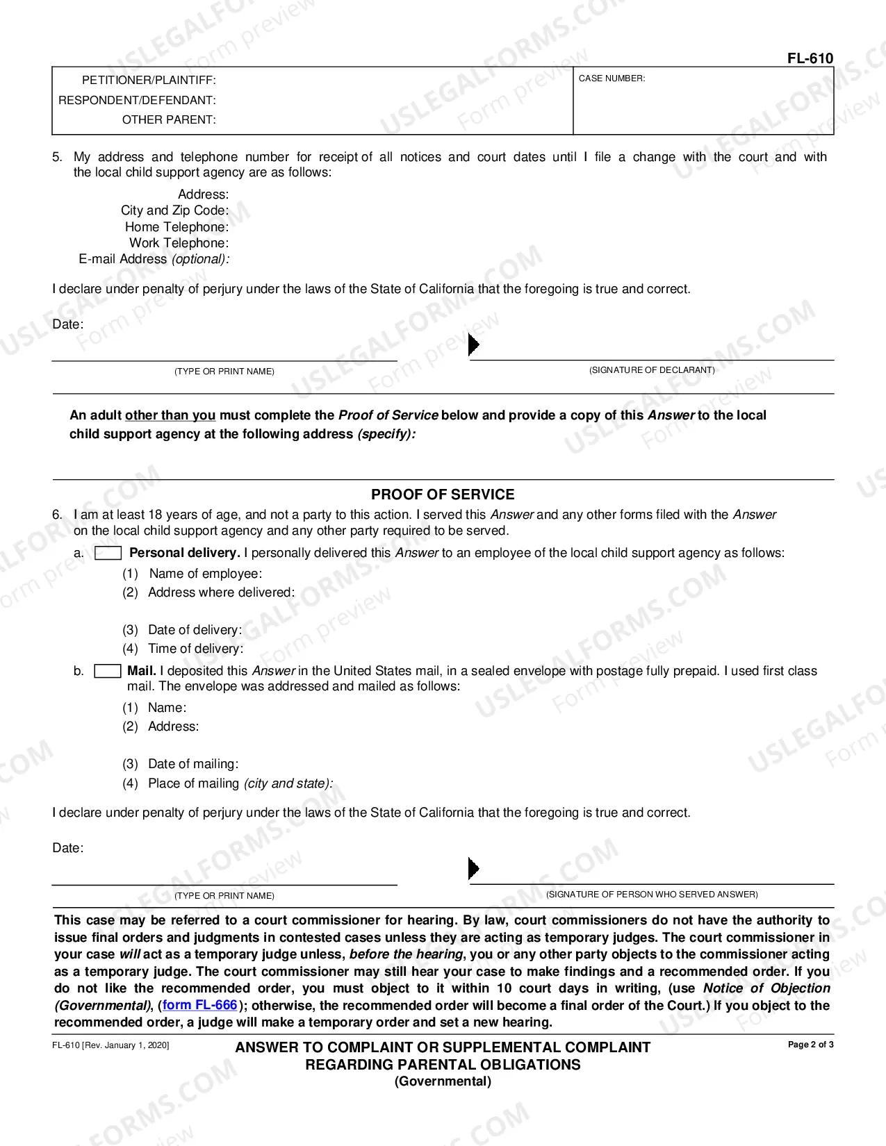 Preview Answer to Complaint or Supplemental Complaint Regarding Parental Obligations Governmental