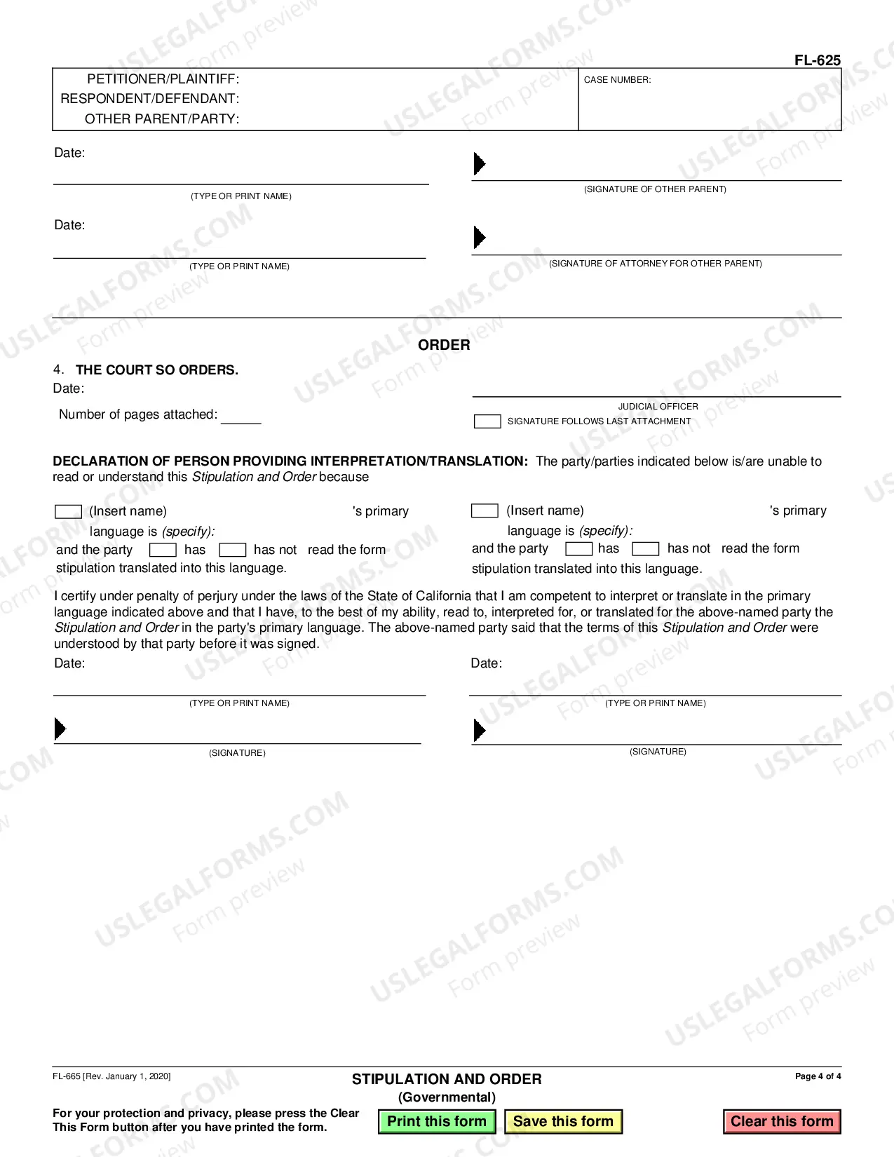 Preview Stipulation and Order - Governmental
