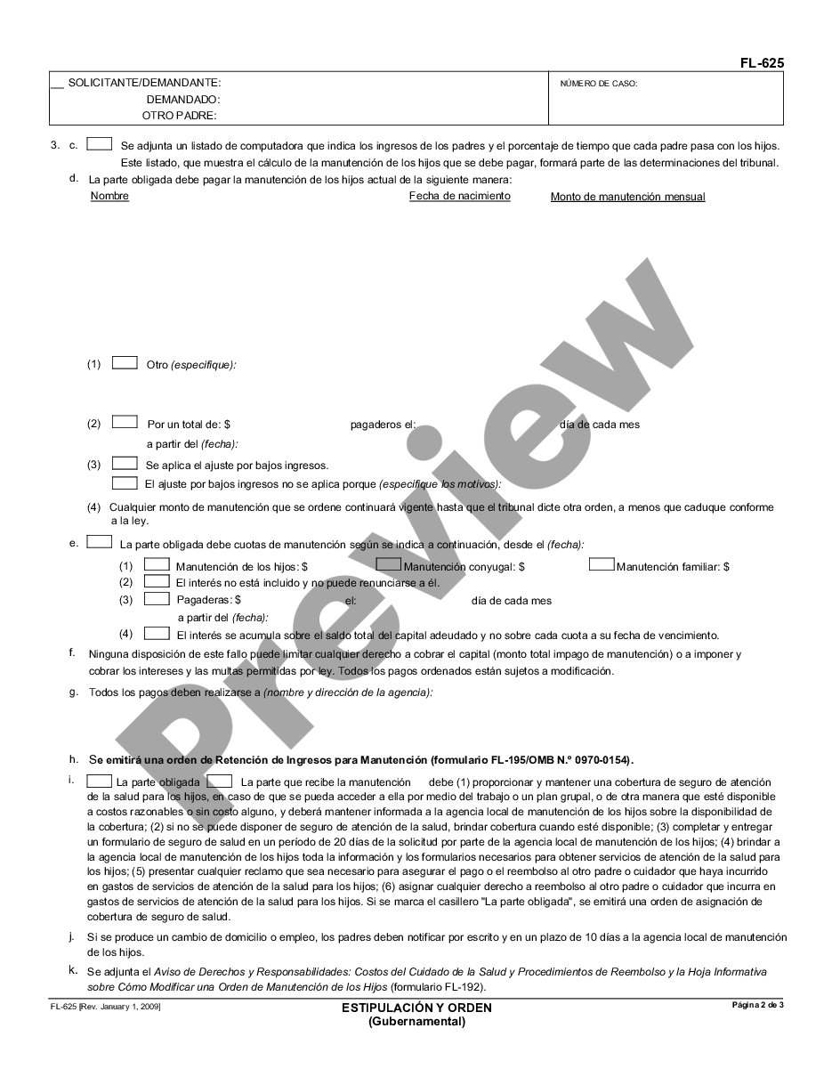 page 1 Stipulation and Order - Governmental - Spanish preview