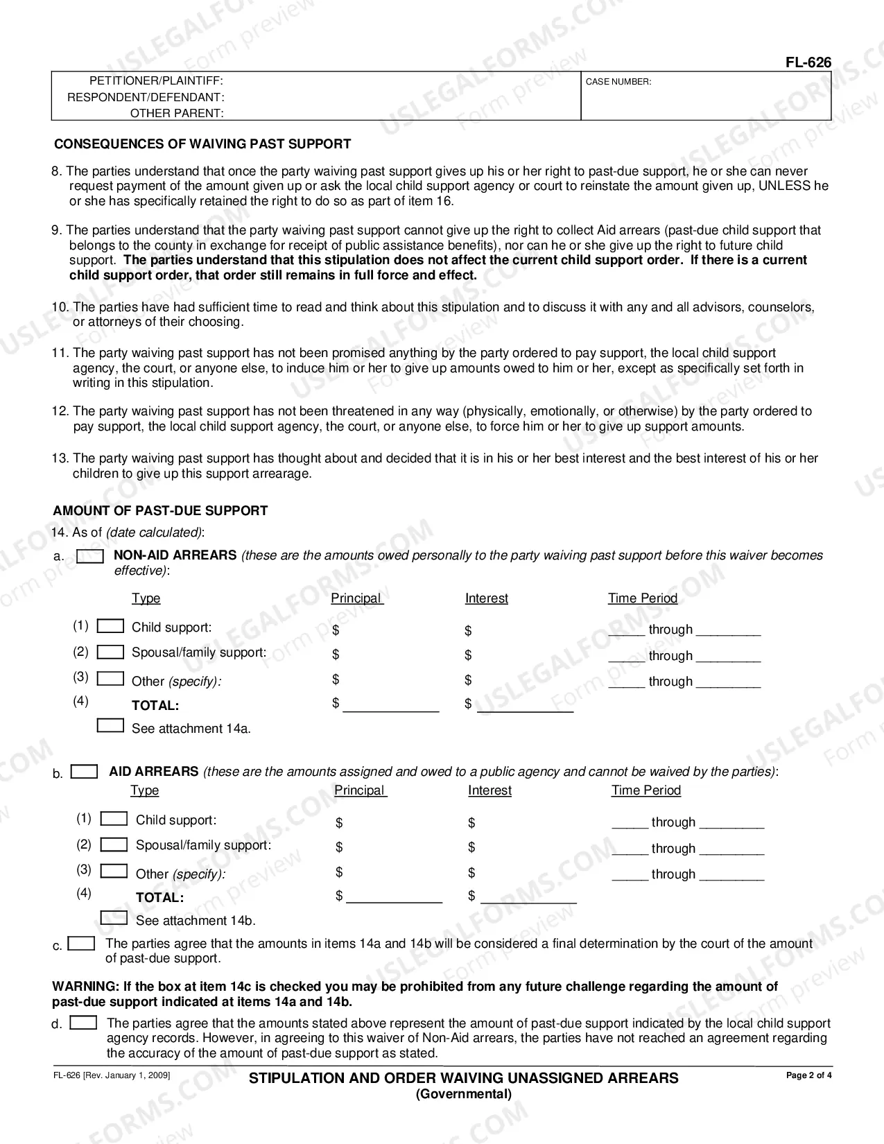 Preview Stipulation and Order Waiving Unassigned Arrears Governmental