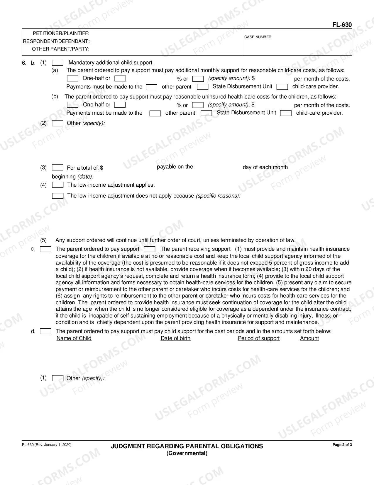 Preview Judgment Regarding Parental Obligations - Governmental
