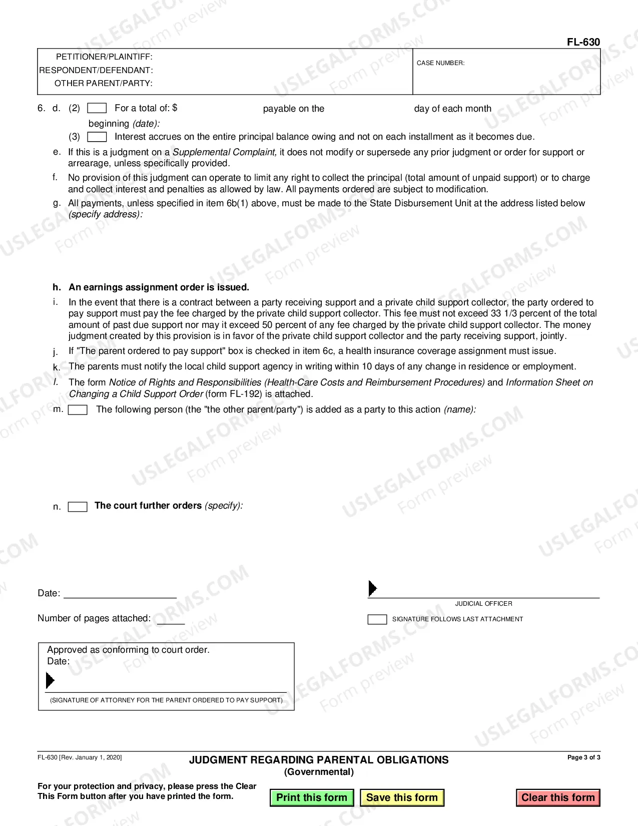 Preview Judgment Regarding Parental Obligations - Governmental