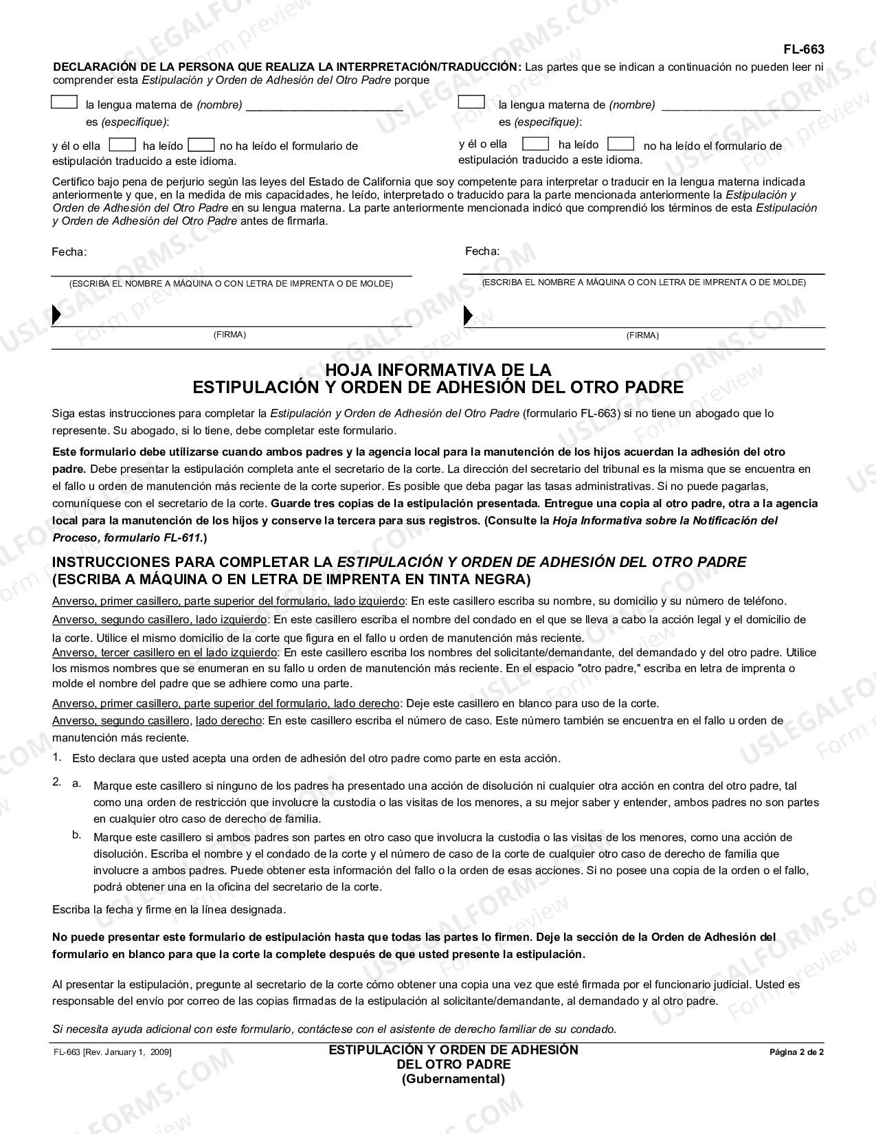 Preview Stipulation and Order for Joinder of Other Parent - Governmental - Spanish