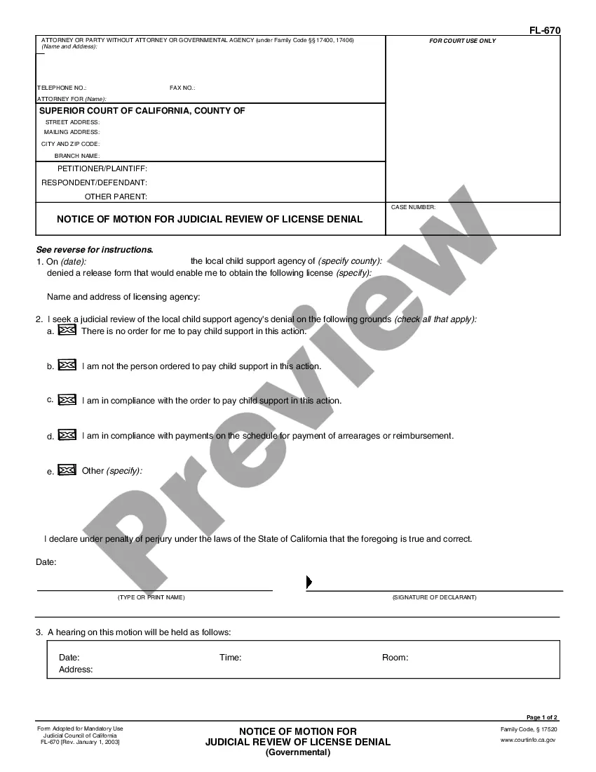 Visalia California Notice of Motion for Judicial Review of License ...