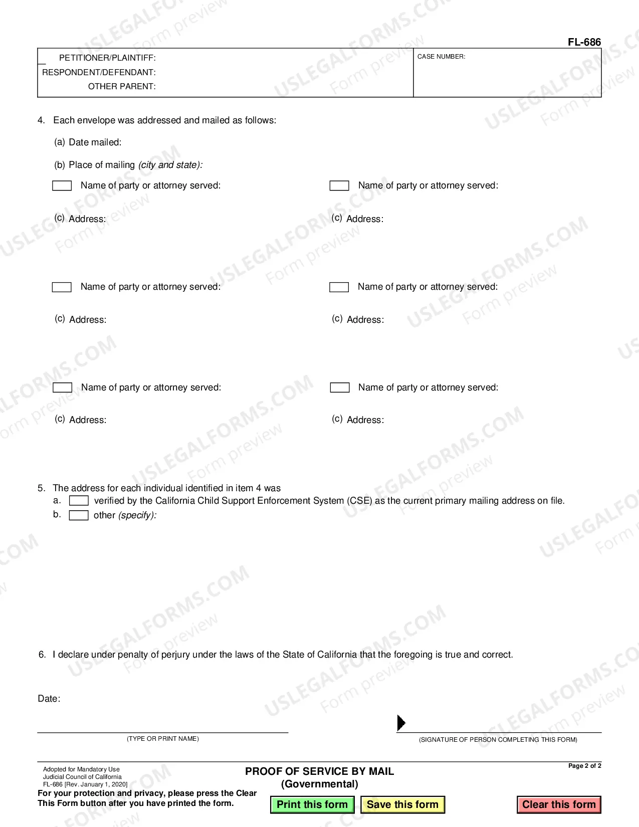Preview Proof of Service by Mail - Governmental