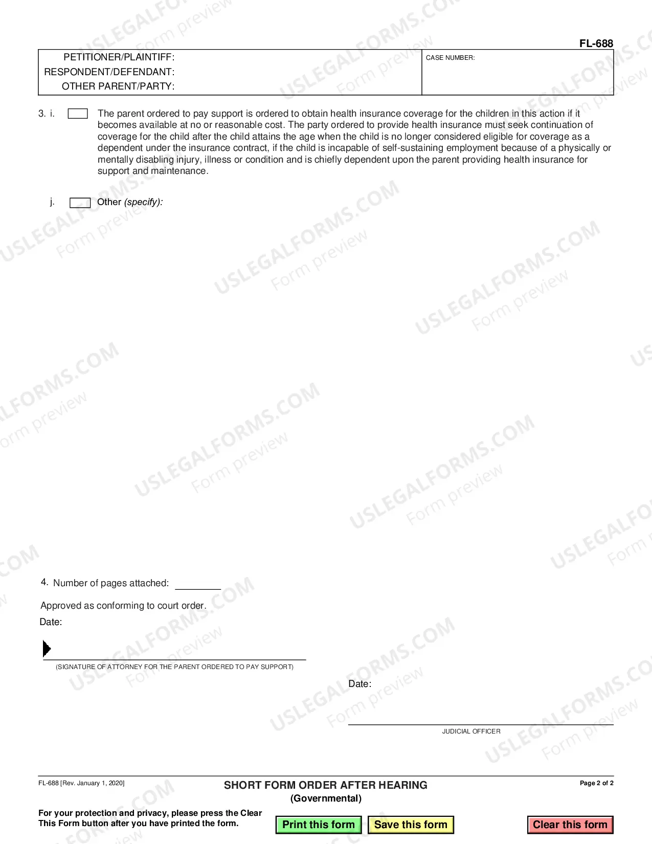 Preview Short Term Order After Hearing