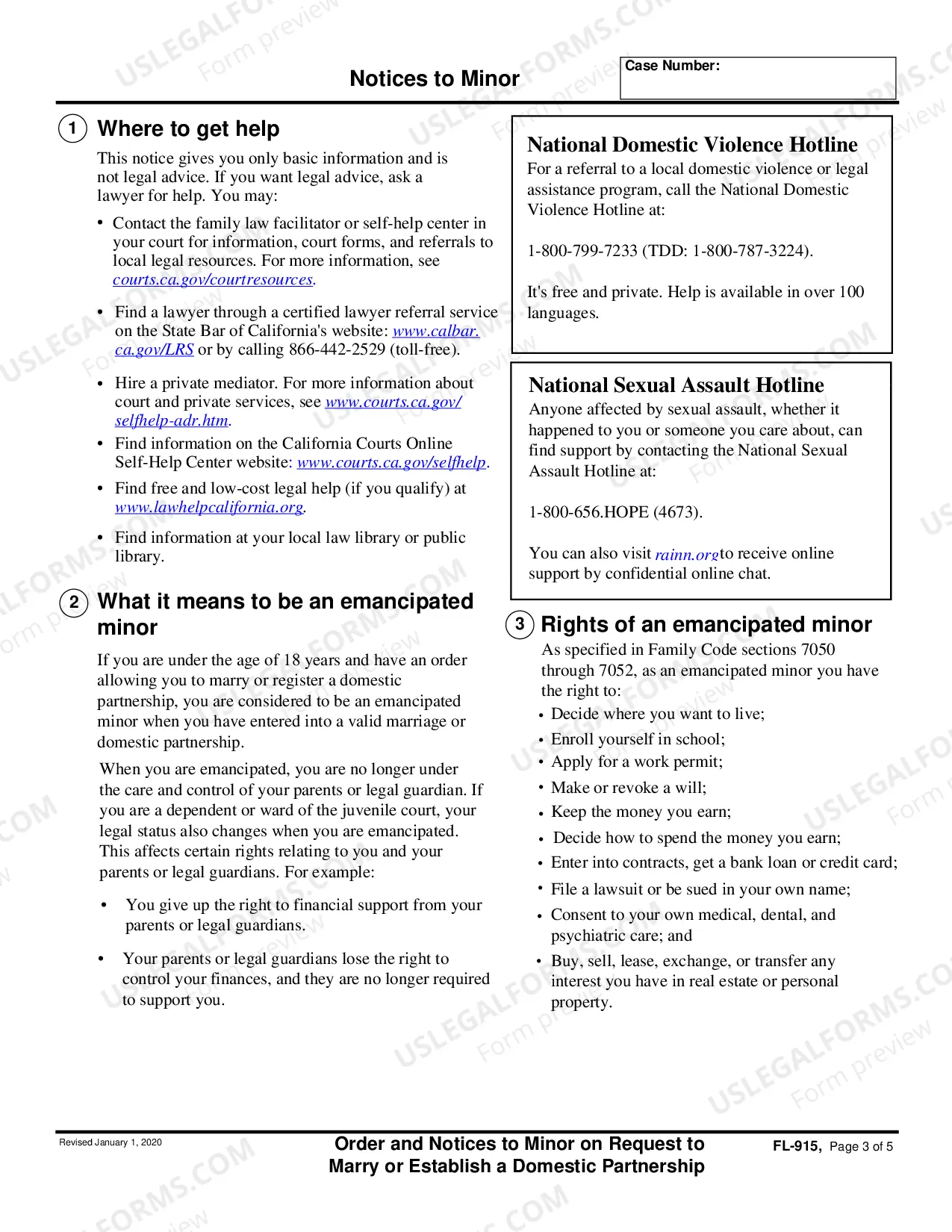 Preview Order on Request of Minor to Marry or Establish a Domestic Partnership