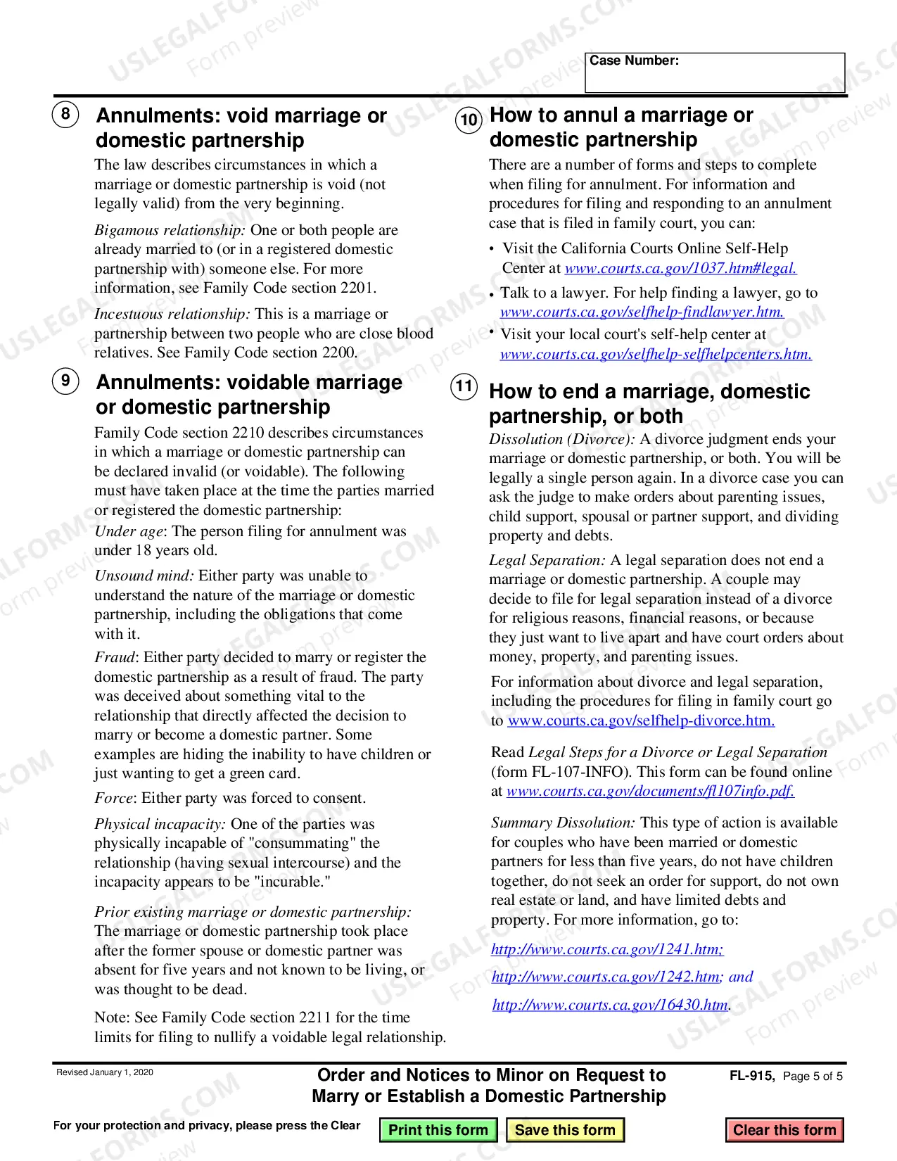 Preview Order on Request of Minor to Marry or Establish a Domestic Partnership