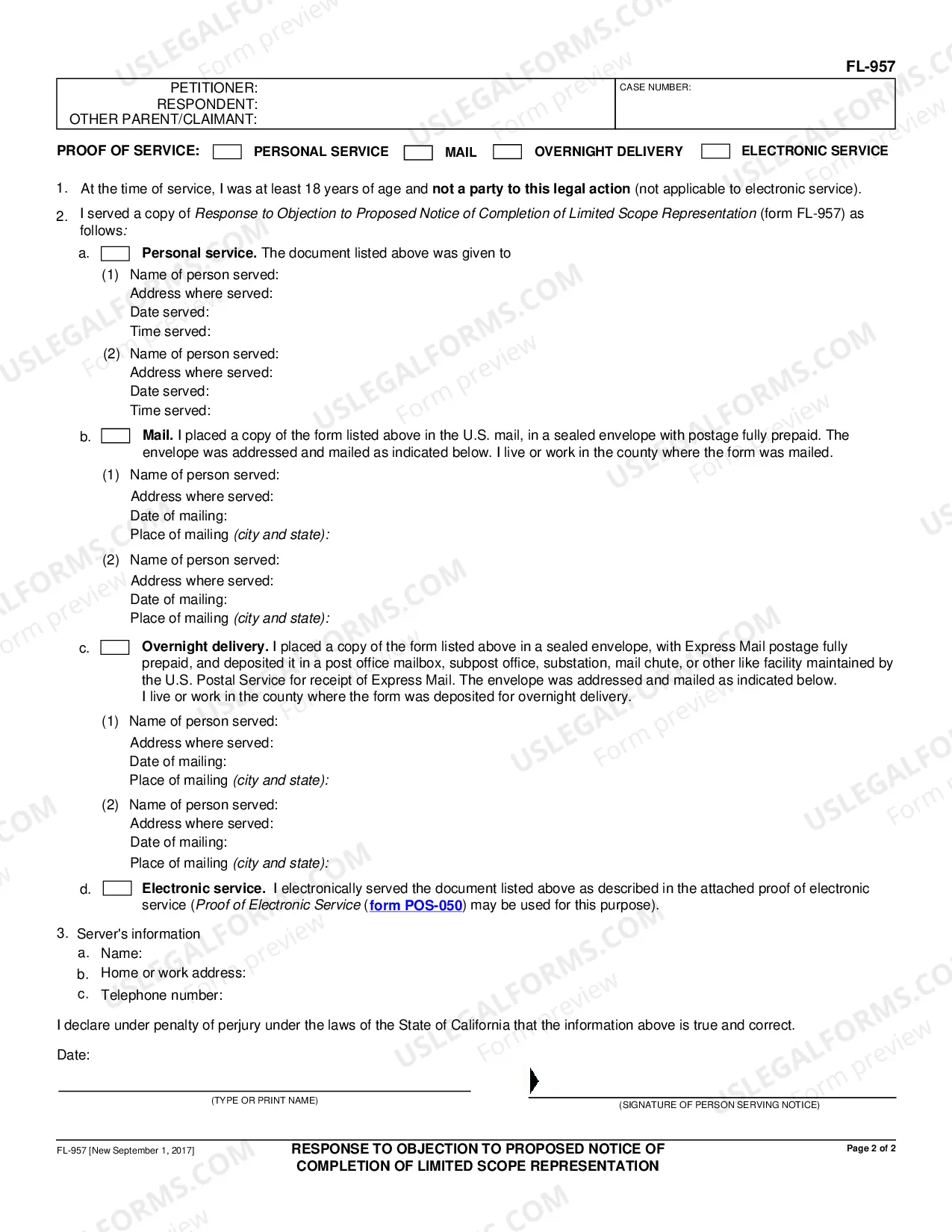 Preview Response to Objection to Proposed Notice of Completion of Limited Scope Representation
