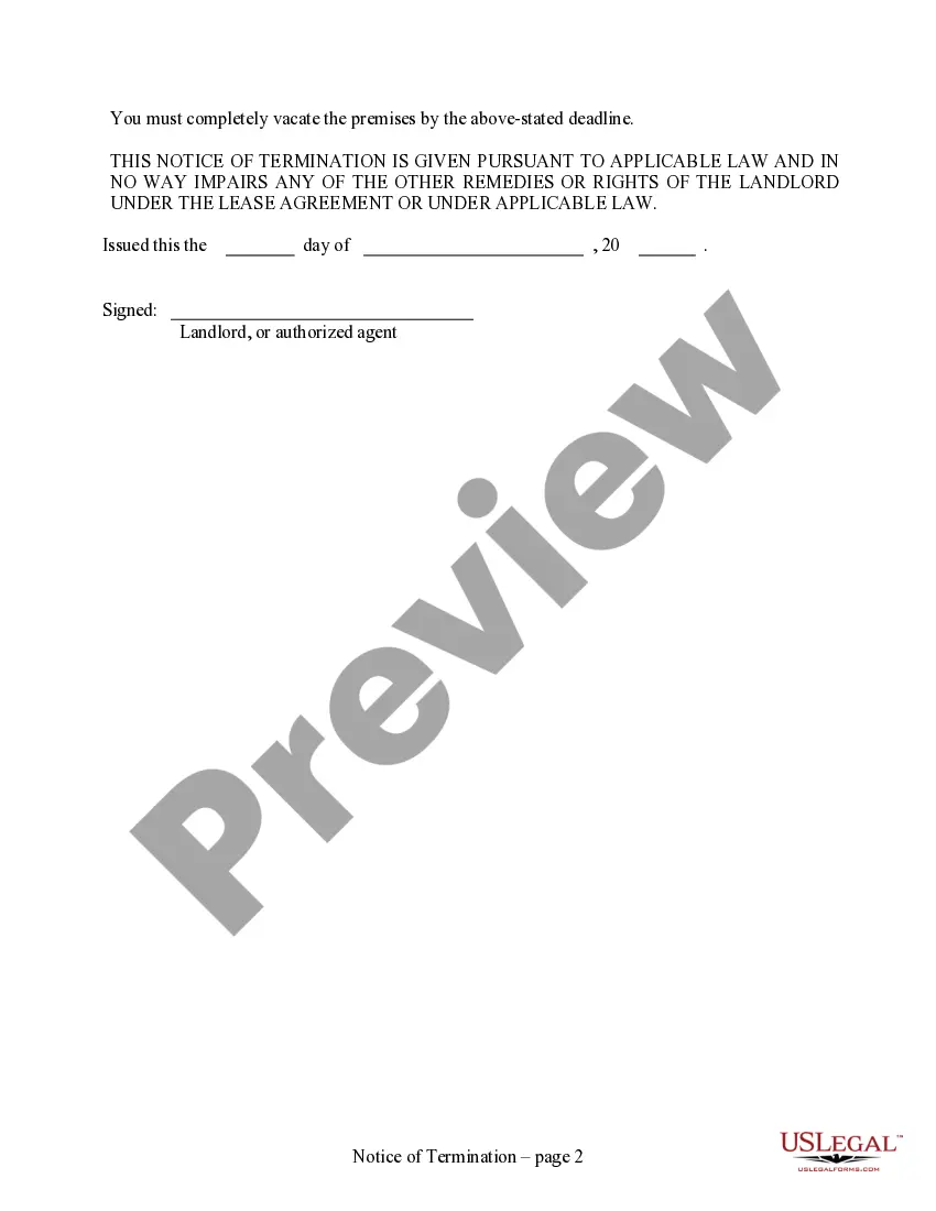 Preview 90 Day Lease Termination Notice to Tenant of Property in Foreclosure