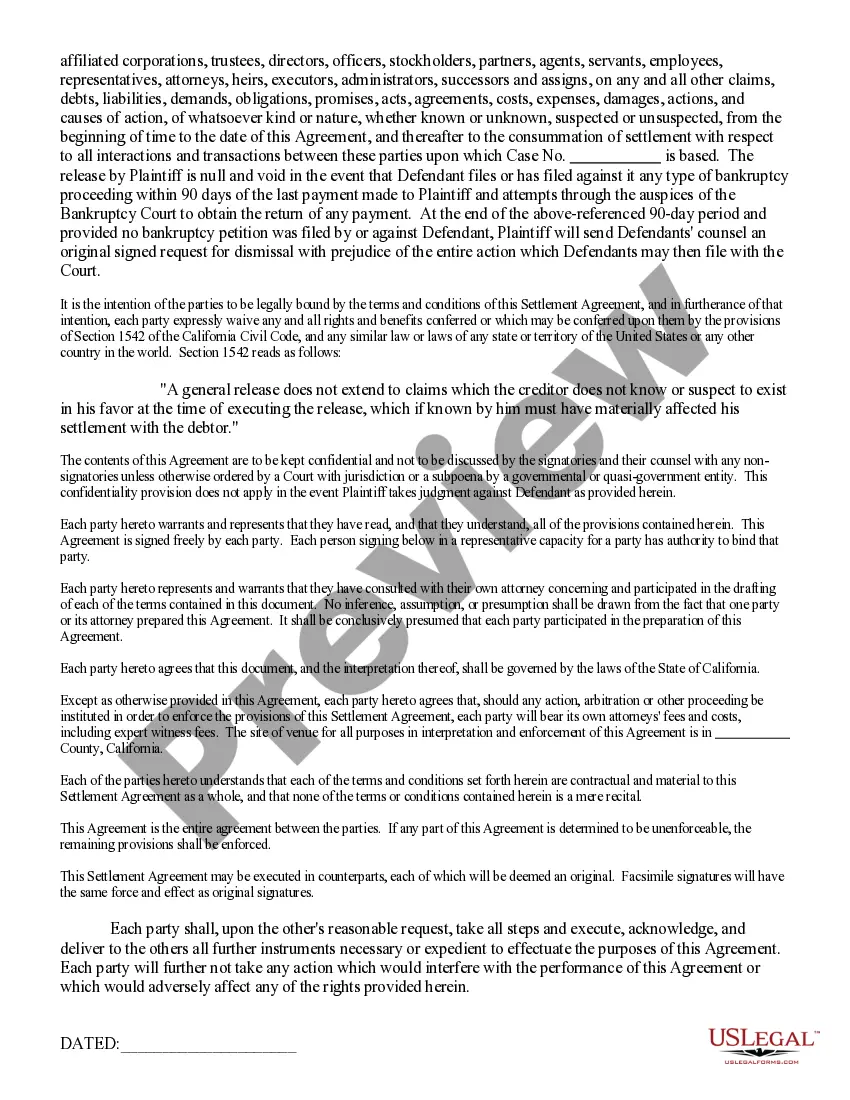 Get Settlement Agreement - Pending Action Preview Settlement Agreement - Pending Action