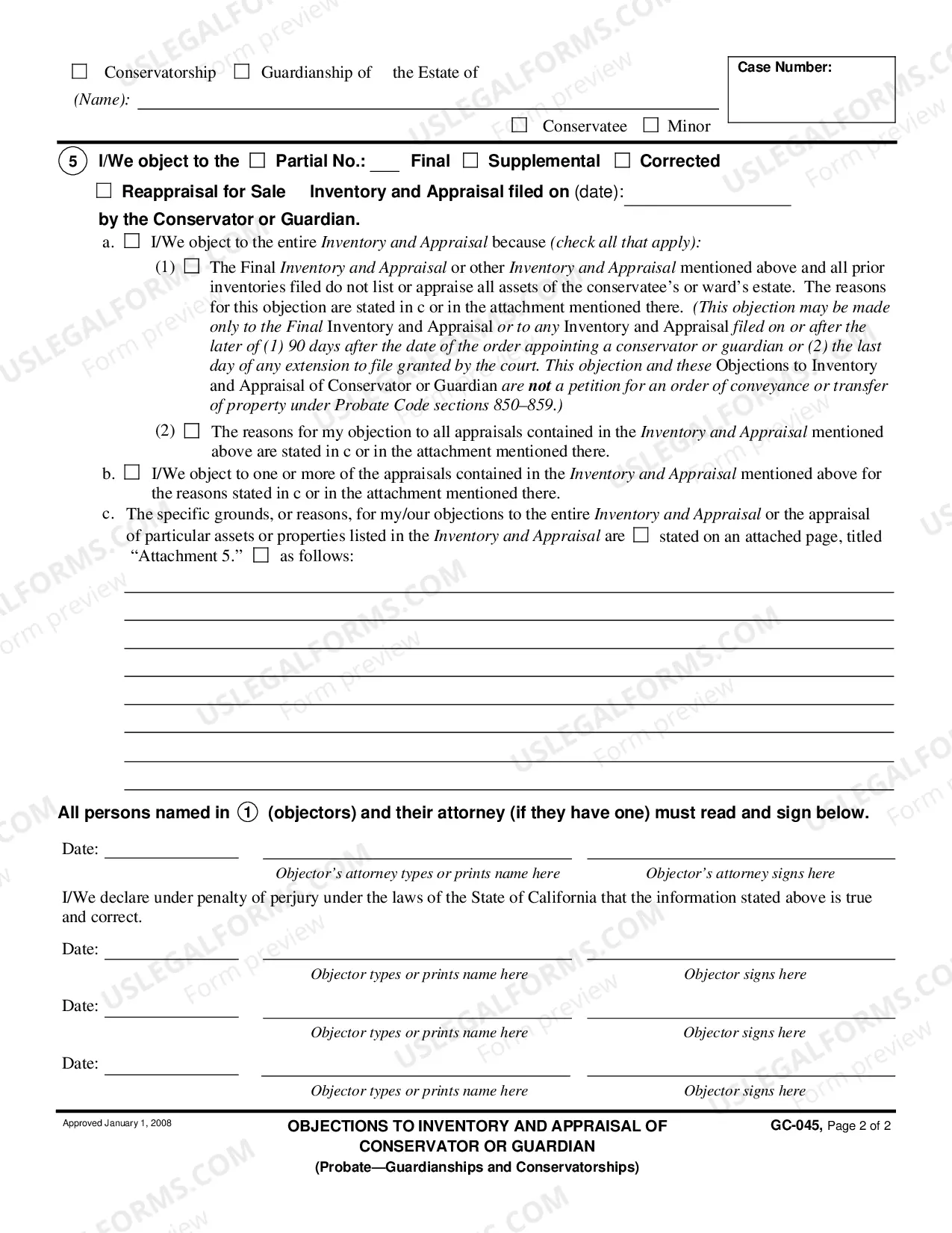 Preview Objections to Inventory and Appraisal of Conservator or Guardian