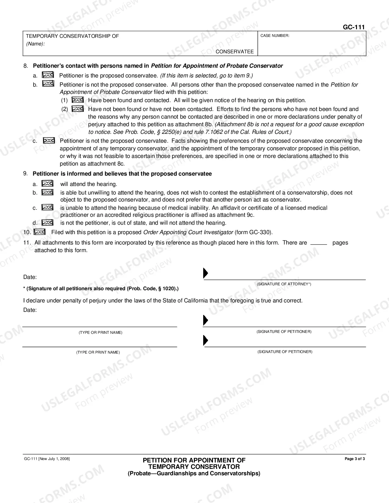 Preview Petition For Appointment of Temporary Conservator