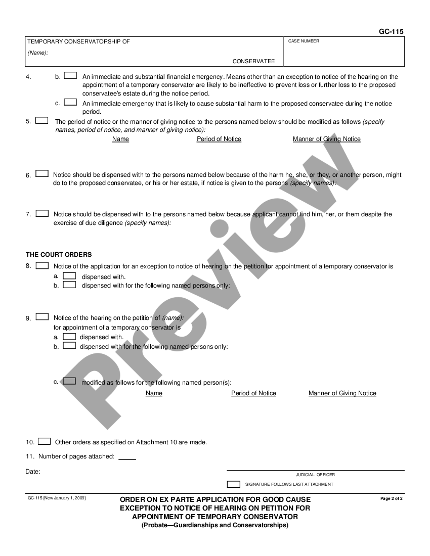 California Order on Ex Parte Application for Good Cause Exception to ...