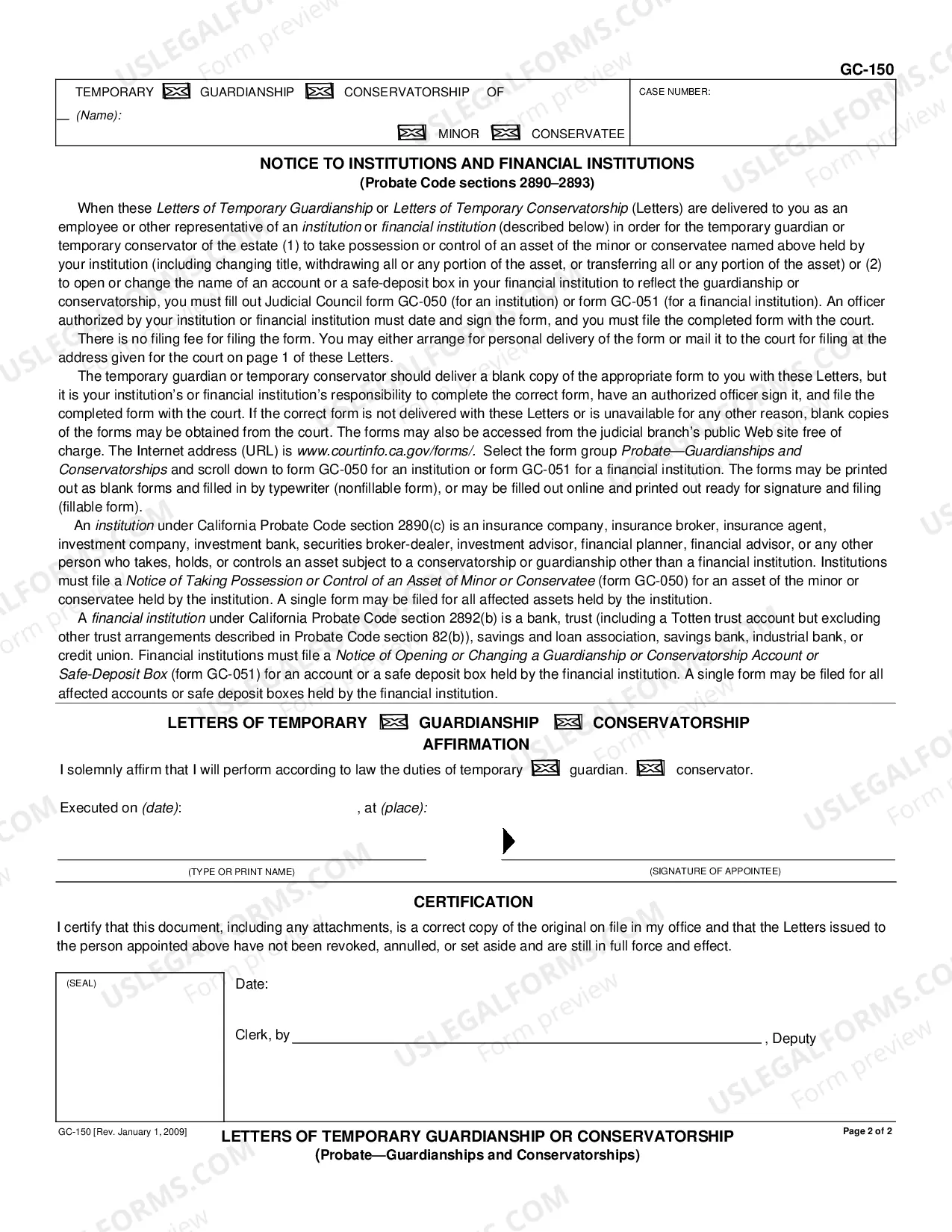 Preview Letters of Temporary Guardianship or Conservatorship