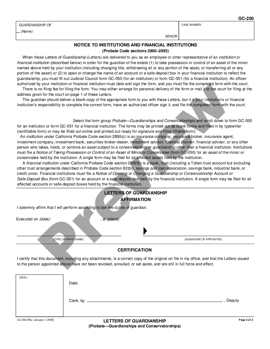 page 1 Letters of Guardianship preview