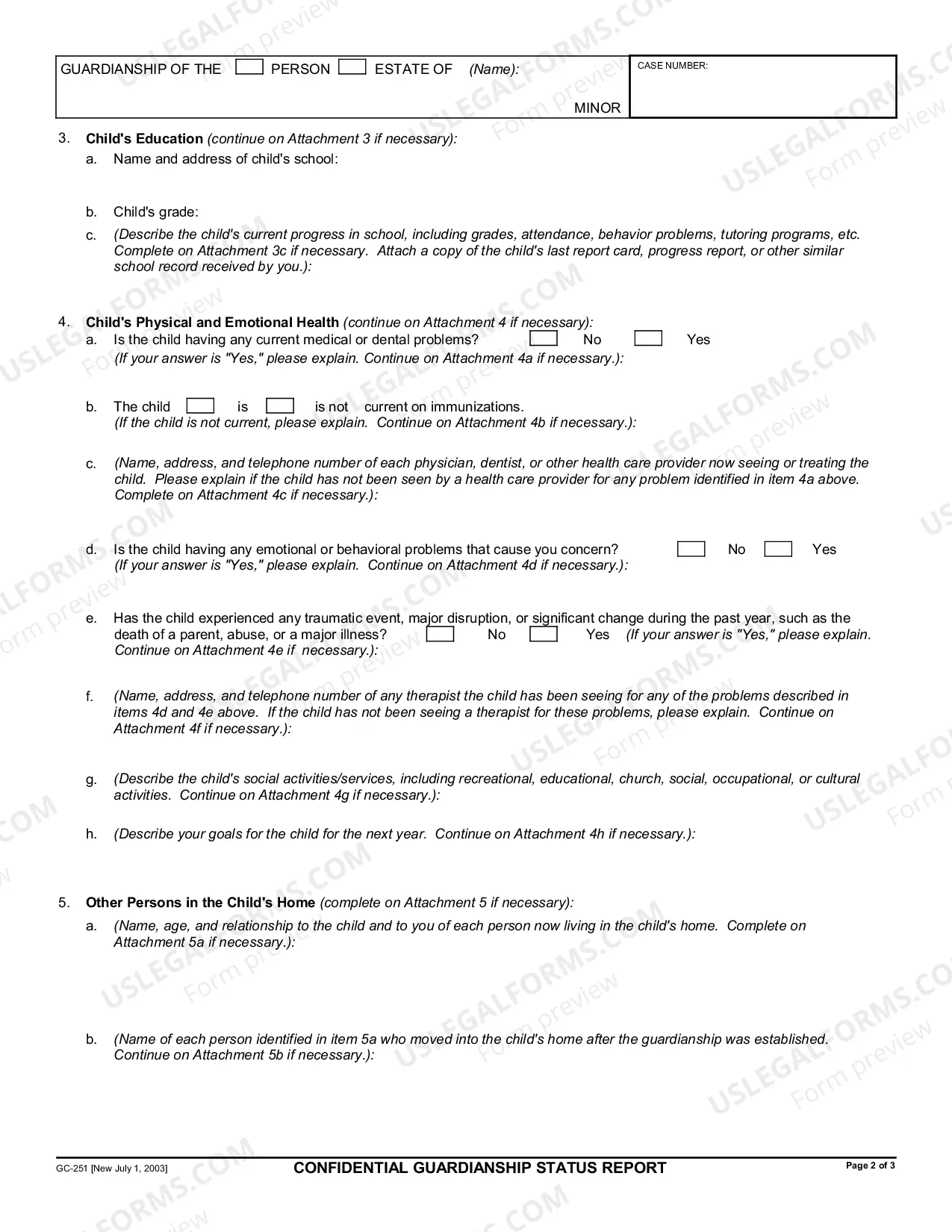 Preview Confidential Guardianship Status Report