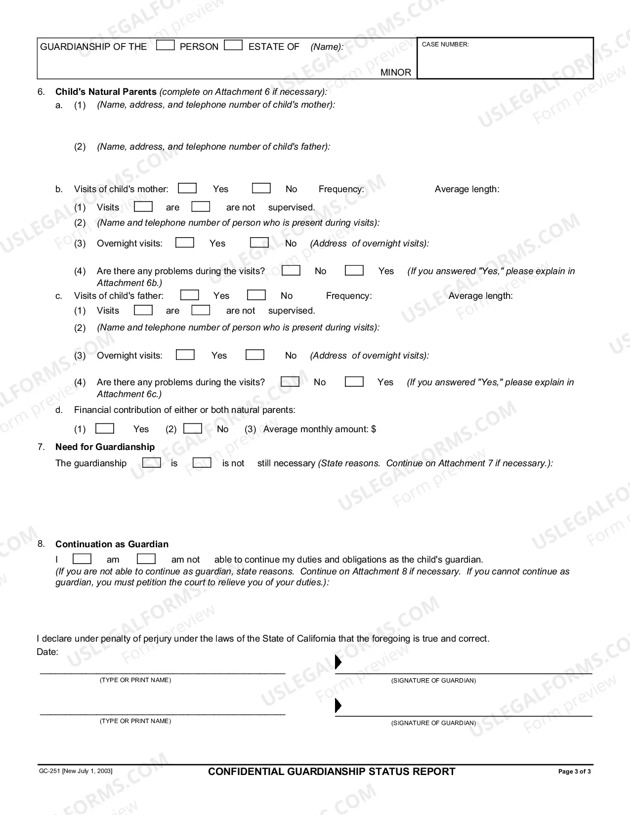 Preview Confidential Guardianship Status Report